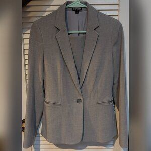Express Light Gray Suit Set | Blazer Size 4, Skirt Size 0